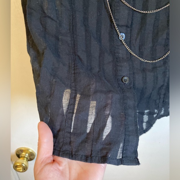 ***Rare Abbey Dawn for Alice in Wonderland Black Silver Chain Detail Blouse #S - Picture 6 of 10